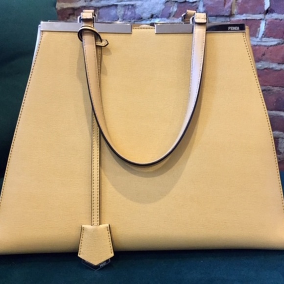 Fendi Accessories - Fendi Mustard Leather Large 3Jours Tote Bag